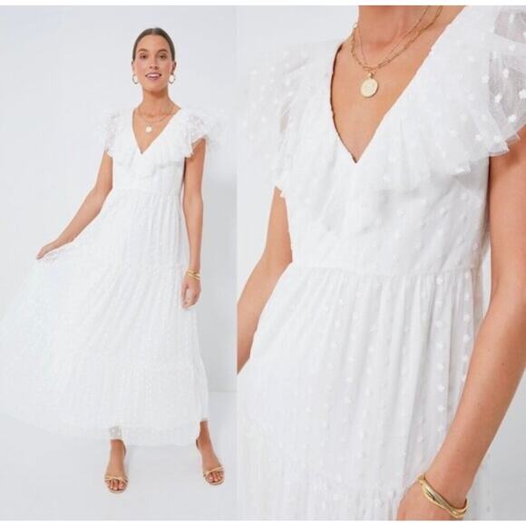 Tuckernuck Dresses & Skirts - TUCKERNUCK White Blanc Tulle Giselle Formal Embroidered Maxi Gown NWT Size Small